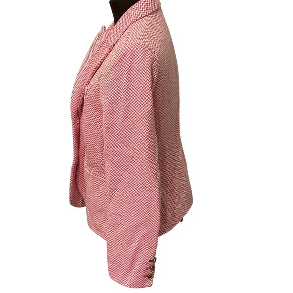 Boden Women’s Pink Herringbone Cotton Blend Checker Blazer Office Jacket Size 12 - Picture 5 of 9